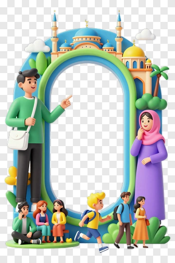 Colorful Family Gathering In A Park Frame PNG