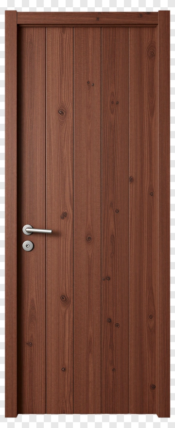 Wooden Door With Silver Handle PNG