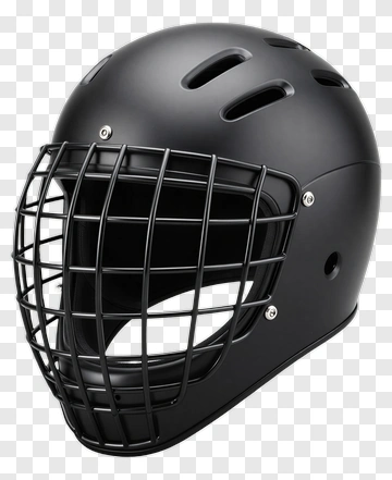 Black Hockey Helmet With Face Cage PNG