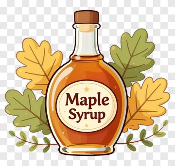 Maple Syrup Bottle With Leaves PNG