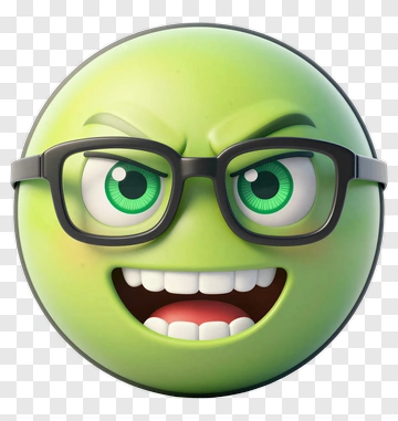 Cartoon Green Emoji With Glasses PNG