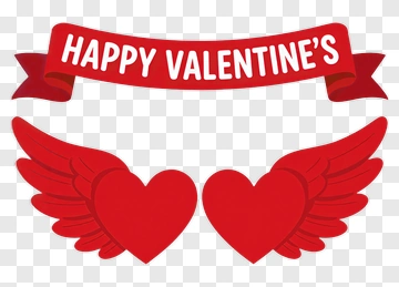Happy Valentine's Day Hearts With Wings PNG