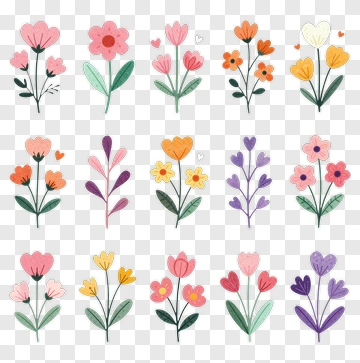 Colorful Flower Bouquet Collection PNG
