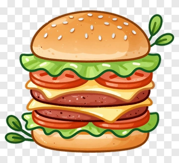 Cartoon Hamburger With Lettuce And Tomato PNG