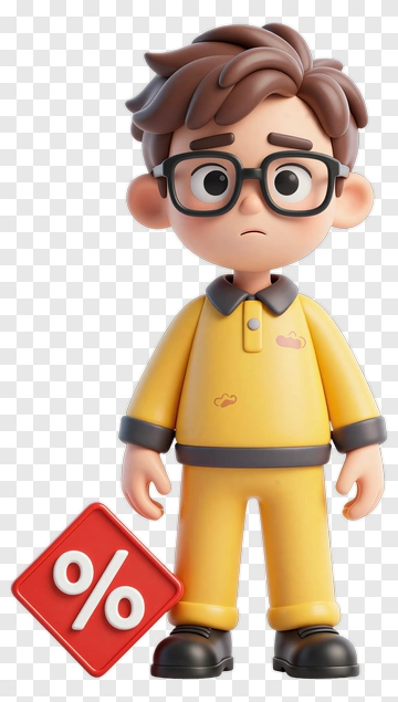 3D Boy In Yellow Outfit With Discount Sign PNG