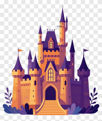 Colorful Castle With Towers And Flags PNG