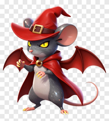 Cartoon Mouse Wearing A Red Wizard Hat And Cape PNG