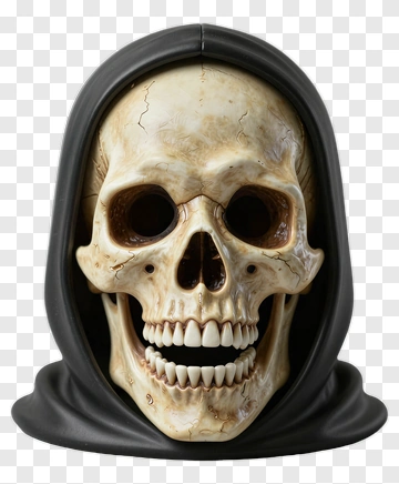 Realistic Skull In Black Hood PNG