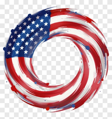 Circular American Flag Design PNG