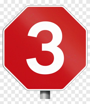 Red Stop Sign With Number Three PNG