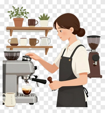 Barista Preparing Coffee In A Cafe PNG