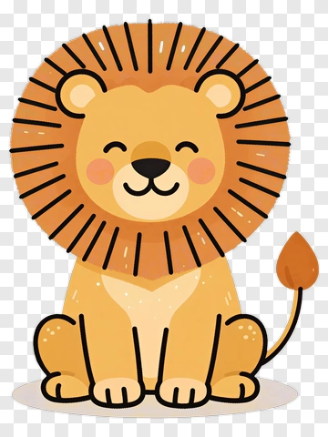 Cartoon Lion Sitting With A Happy Expression PNG