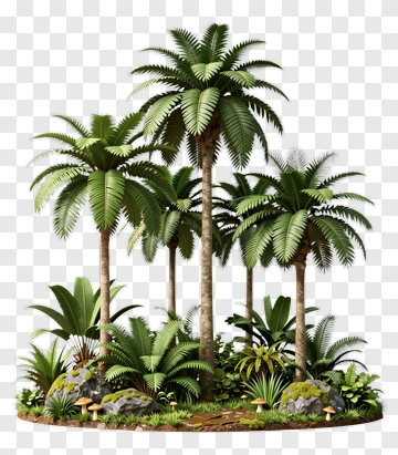 Tropical Palm Trees In A Lush Environment PNG