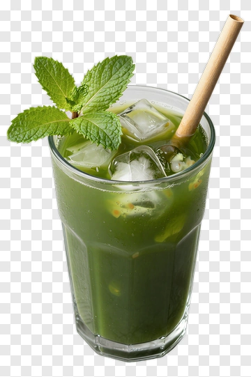 Green Drink With Mint Leaves And Ice PNG