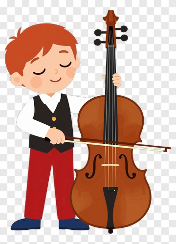 Cartoon Boy Playing A Cello PNG