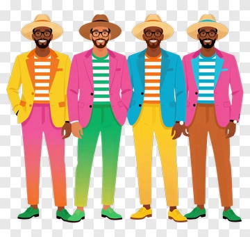 Stylish Men In Colorful Suits PNG