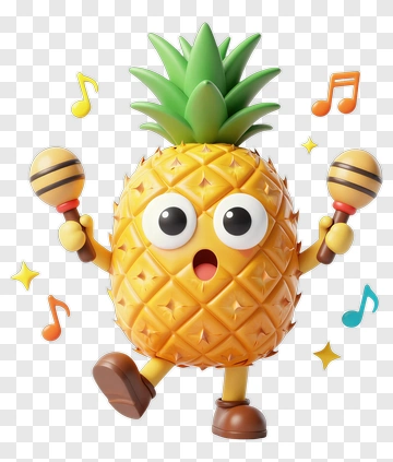 Cartoon Pineapple Playing Maracas PNG
