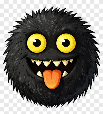 Cartoon Black Monster With Big Eyes PNG
