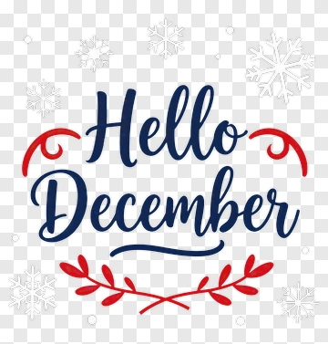 Hello December Text With Snowflakes PNG