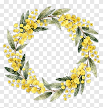 Watercolor Yellow Floral Wreath PNG