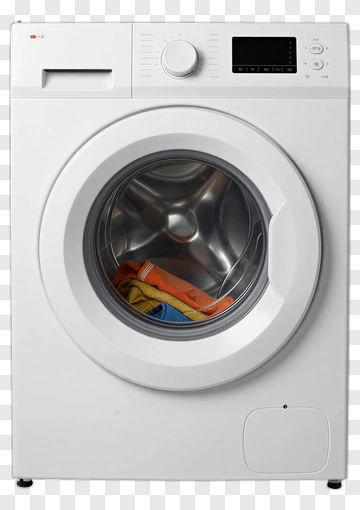 Washing Machine With Colorful Towels Inside PNG
