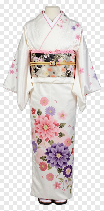 Traditional Kimono With Floral Patterns PNG