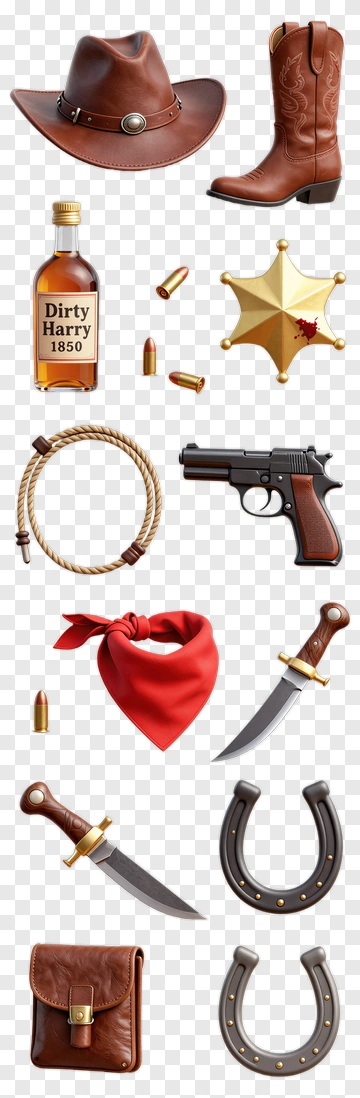 Western Cowboy Accessories Collection PNG