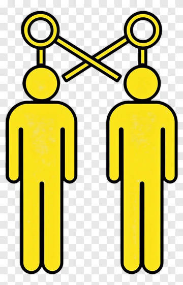 Yellow Connection Symbol Between Two Figures PNG