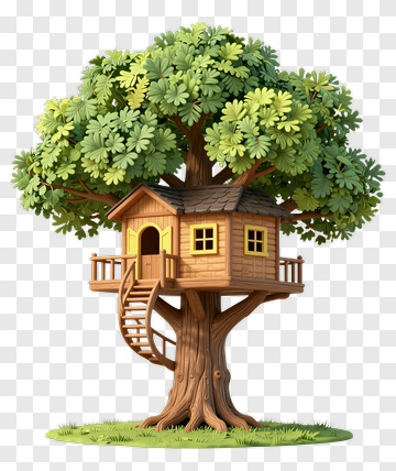 Colorful Tree House In A Tree PNG