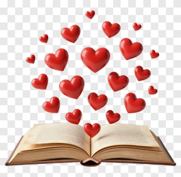 Open Book With Floating Red Hearts PNG