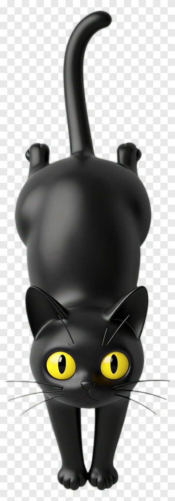 Cartoon Black Cat With Yellow Eyes PNG