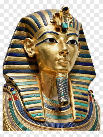 Golden Pharaoh Bust With Blue And Green Accents PNG