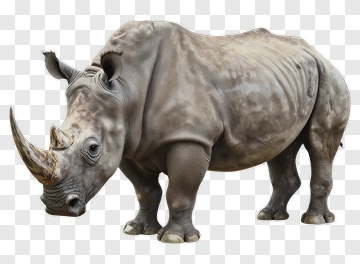 Realistic Rhinoceros Standing PNG