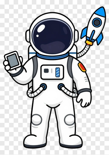 Cartoon Astronaut Holding A Smartphone PNG