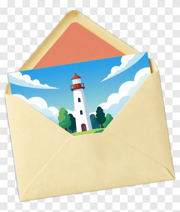 Postcard Featuring A Lighthouse And Clouds PNG