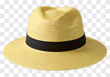 Straw Hat With Black Band PNG