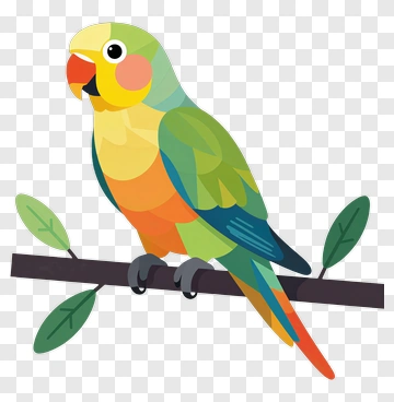 Colorful Parrot Sitting On A Branch PNG