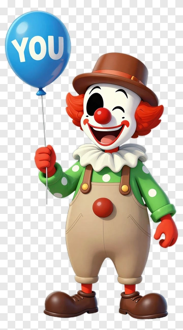 Cartoon Clown Holding A Balloon PNG