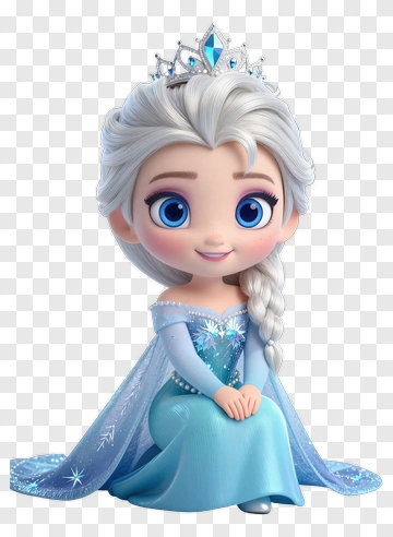 Cartoon Princess With Ice Crown PNG