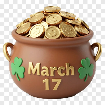 Pot Of Gold Coins For St. Patrick's Day PNG