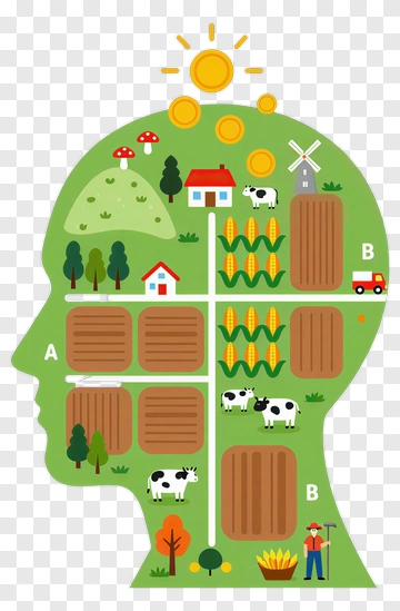 Farming Concept In Human Head Silhouette PNG