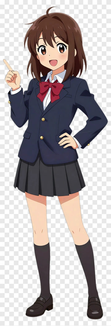 Anime Girl In School Uniform Pointing PNG
