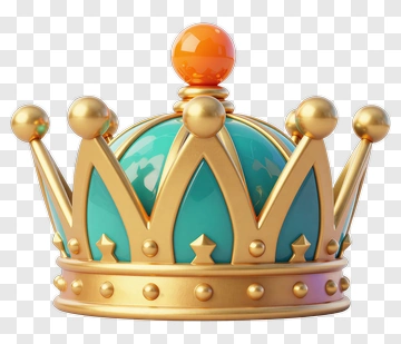 3D Crown With Orange Gemstone PNG