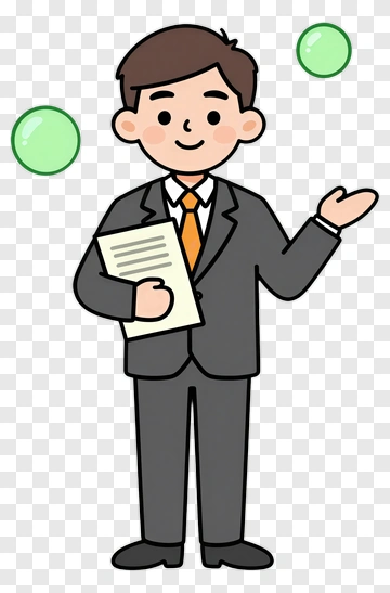 Cartoon Businessman Holding A Document PNG