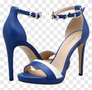 Blue High Heels With White Straps PNG