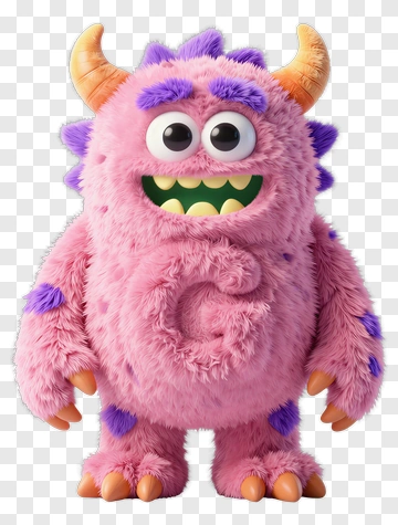 Cartoon Monster With Colorful Fur PNG