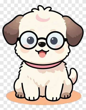 Cartoon Dog With Glasses PNG