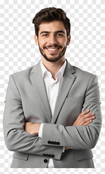 Smiling Businessman In A Gray Suit PNG