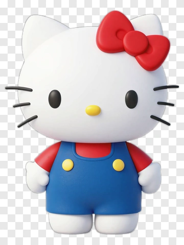 Hello Kitty Character In Blue Overalls PNG