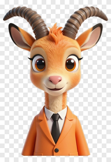 3D Goat Wearing An Orange Suit PNG